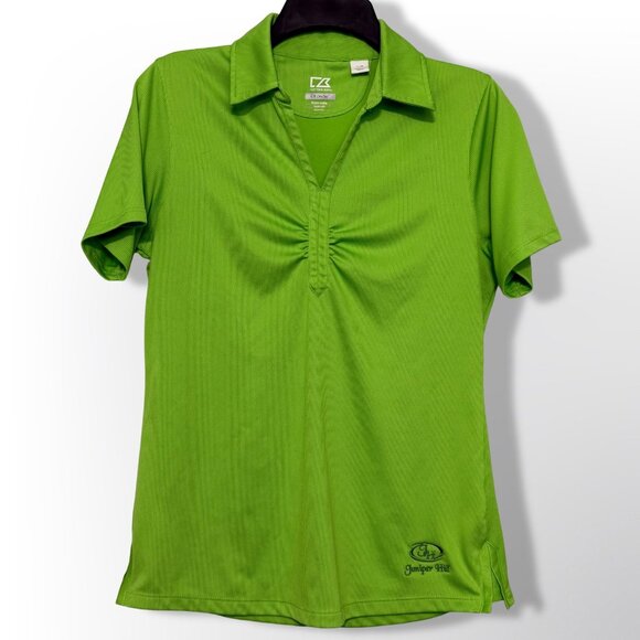 Cutter & Buck Tops - Cutter‎ & Buck Polo Shirt Womens Large Green Ruched DryTec Juniper Hill Golf Top
